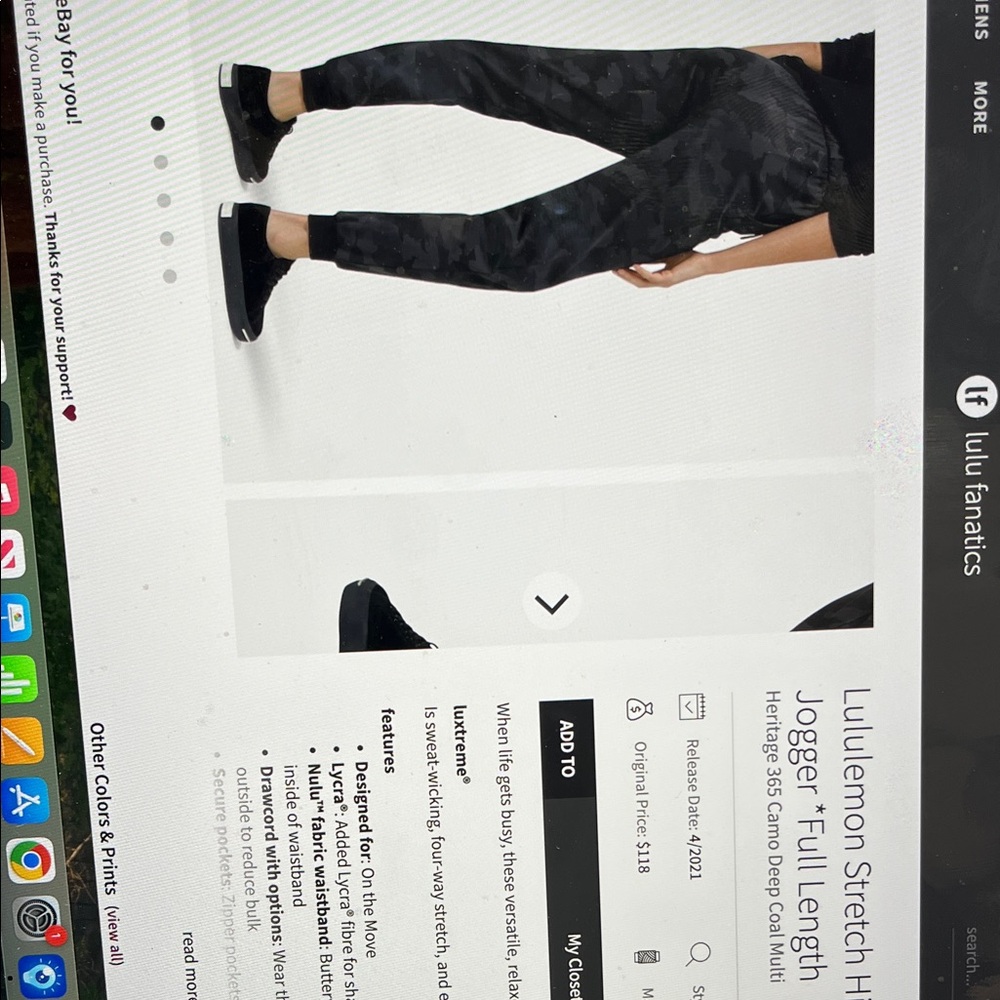 Lululemon Athletica Black Camo Joggers
